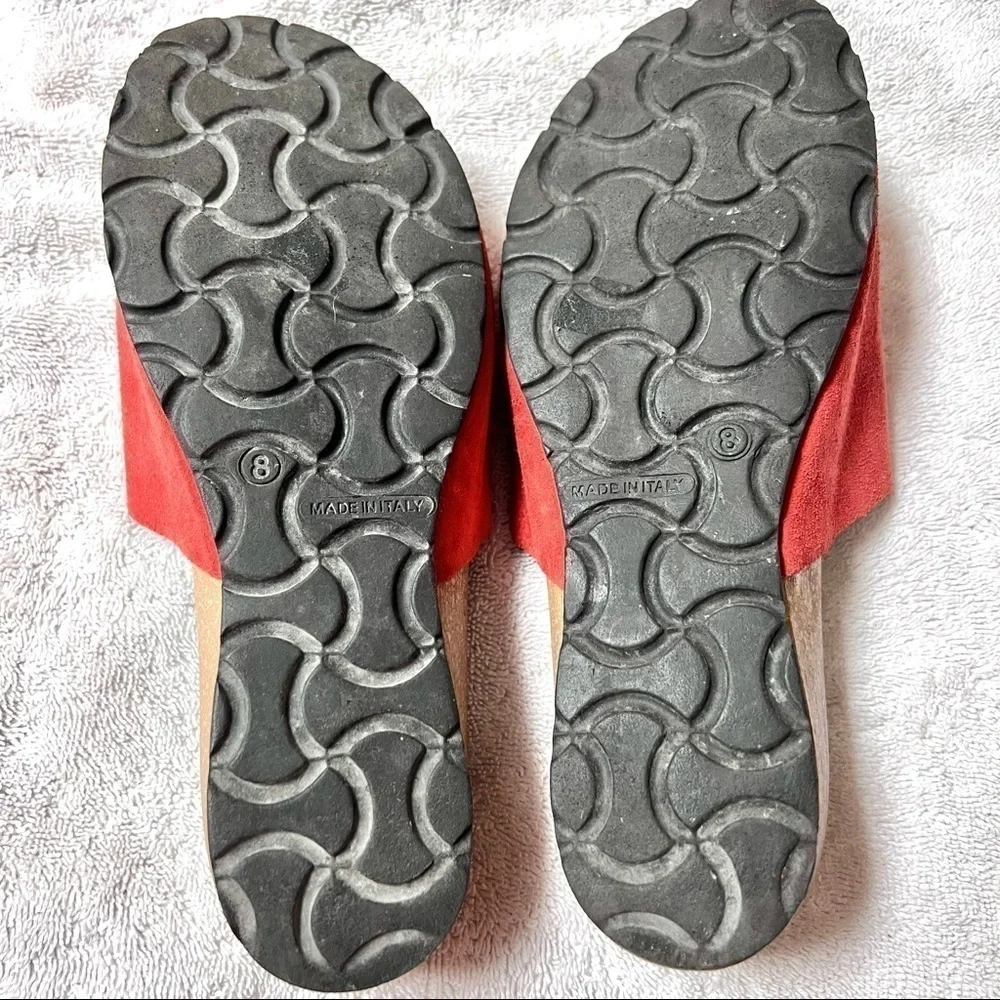 A. GIANNETTI Made in Italy suede leather red Slide Sandals Womens size 8 - Picture 6 of 9